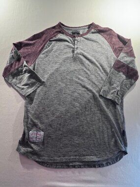 ZIMEGO henley classic soft fabric 3/4 raglan sleeve baseball Tee Men's Large